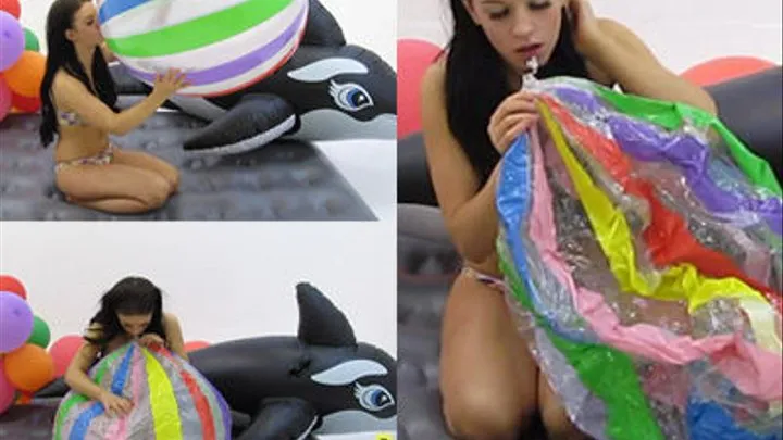 Kirsten Mouth Inflates Huge Beachball SINGLE CAM*