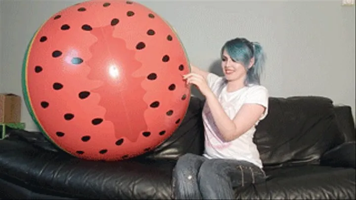 Harley Slowly Punctures Watermelon Beachball