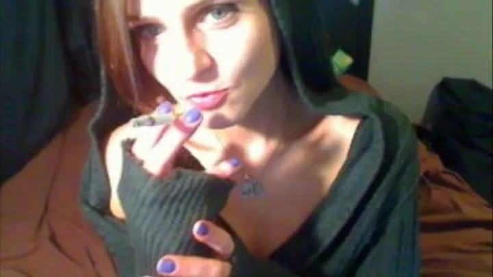 Smoking in a Hoodie Sweater and Teasing You With My Tits