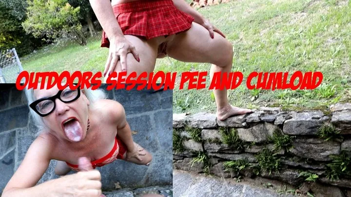 Outdoor session pee and cumload