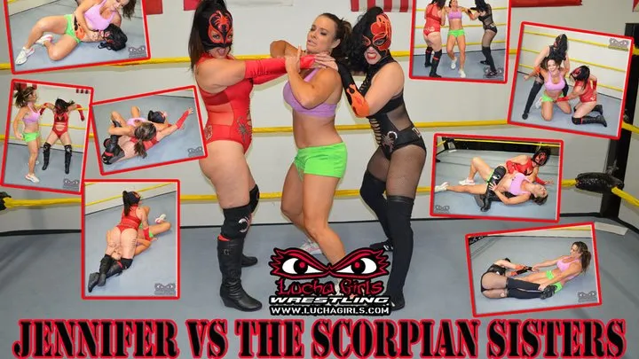 1325-Jennifer Thomas vs the Scorpion Sisters - 2 on 1 Female Wrestling