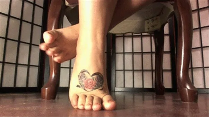 Candid Foot Tease - Orange Toes & Foot Tattoo