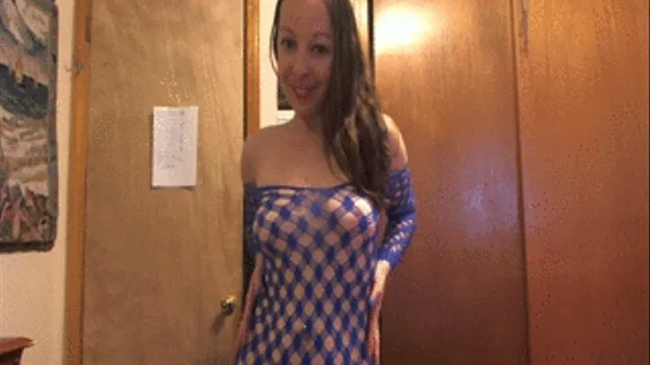 Burping fetish with my new blue fishnet dress