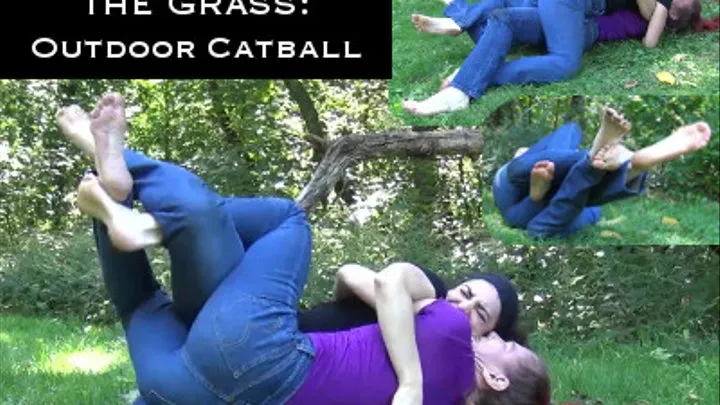 Blue Jeans in the Grass: Outdoor Catball Fight with Aralia and VeVe Lane