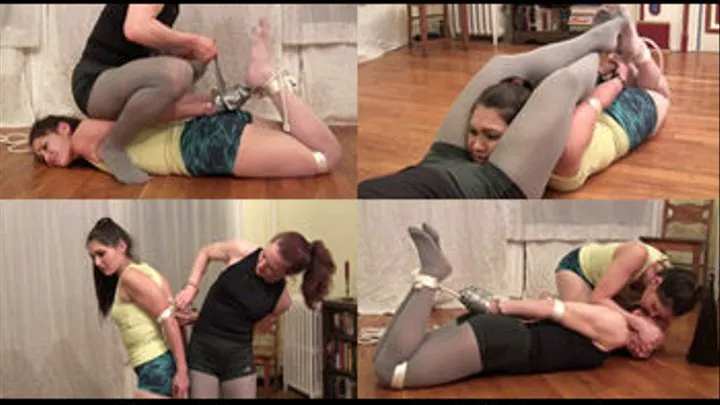 Handcuff Hogtie Trickery in Tights (Jade Indica and VeVe Lane)