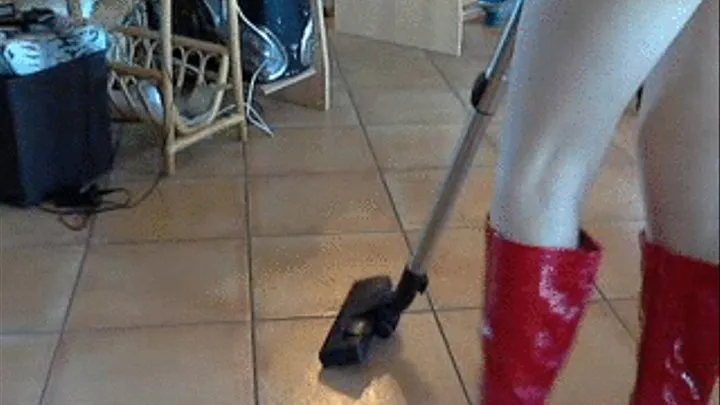 Red Boots Vacuuming - Living Room