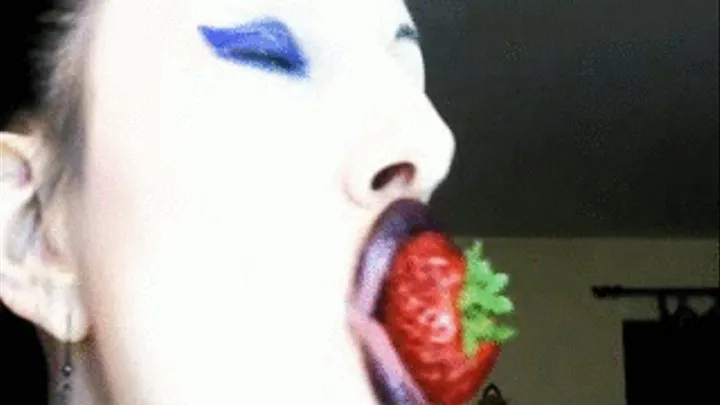 BLACK LIPSTICK AND STRAWBERRIES (lip fetish)