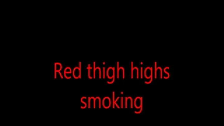 Red thigh highs smoking