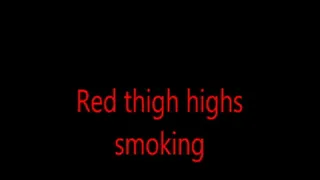 Red thigh highs smoking