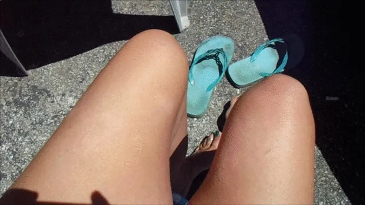 Outdoor flip flops and barefoot foot fetish