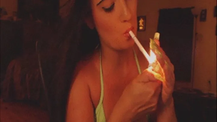 new green bikini short smoking clip