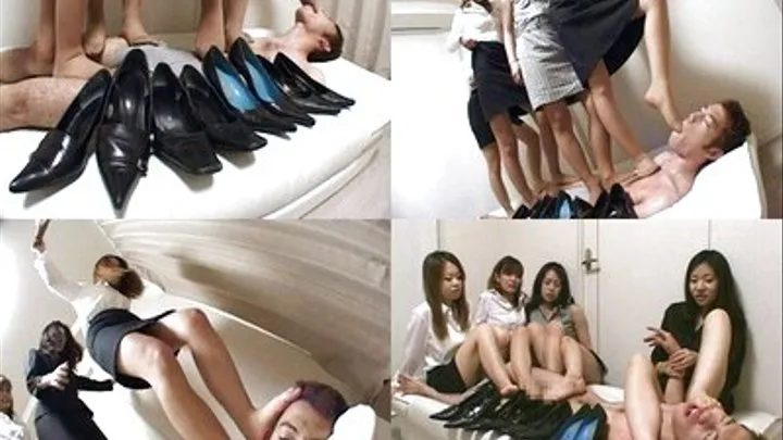 Gagging Every Lady's Foot Trampling His Body - BYD-028 - Full version