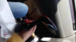 Julie's wearing her first 13cm high heels hot chick and masturbate