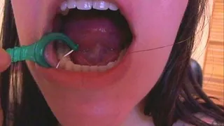 Flossing teeth