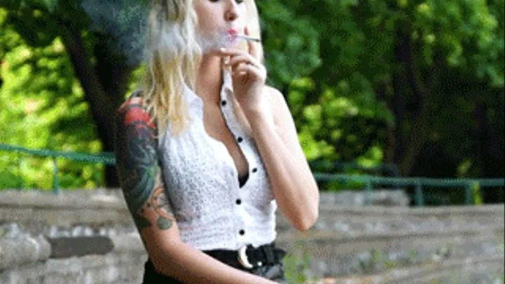 Claudia smoking summer walk