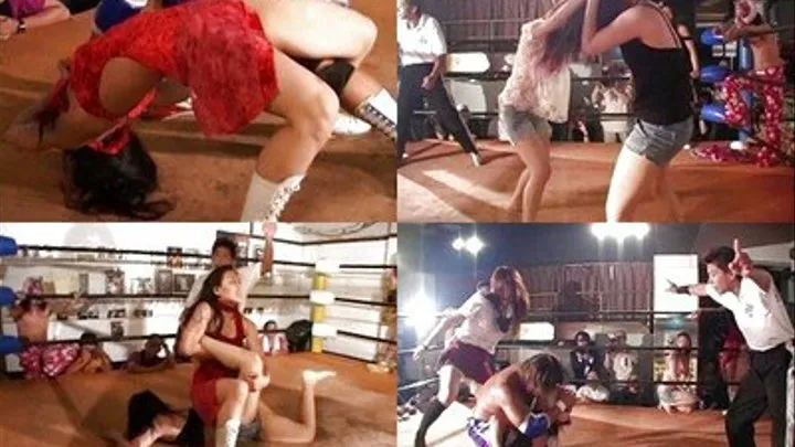 Ladies fight in the ring but men later on joined for a wild fight - CFLD-017 - Full version ( - AVI Format)