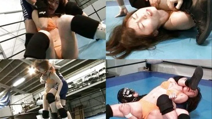 Lady tries her best to defeat the masked man in the ring - ASC-004 - Part 3 ( - AVI Format)