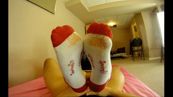 Squashing Your Nuts with my Sexy Socked Feet