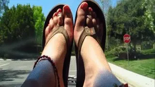 Tammy's Apricot Toes and Dreamy Arches on the Windshield