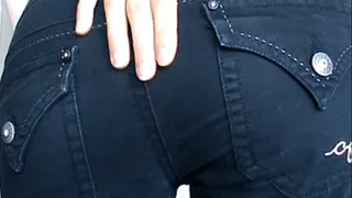 Black low cut jeans booty shaking