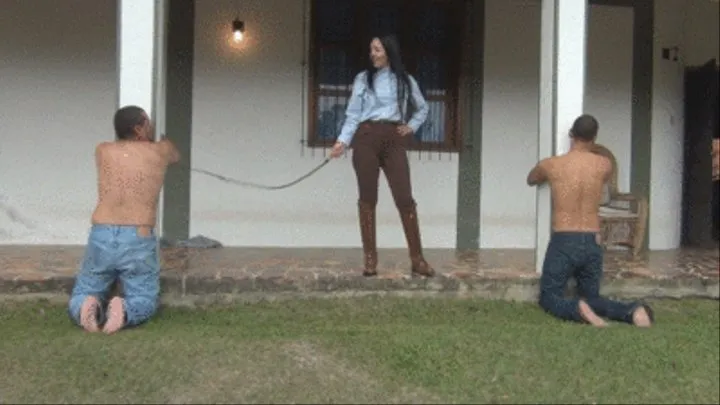 Double Slave Bullwhipping Fun by Ama K