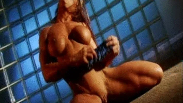 AUTUMN RABY BLUE GLASS MUSCLE POSE AND DILDO miniclip 3