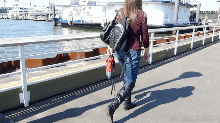 Tall Boots & Jeans: Public Walking! - In Enhanced Definition (852x480)
