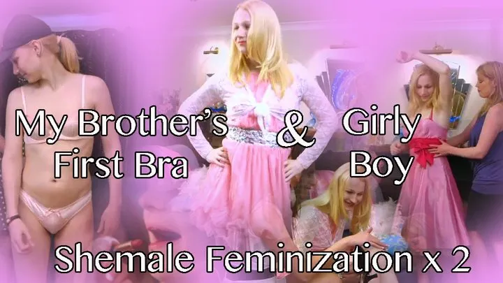 My Step-Brother's First Bra & Girly Boy - Shemale crossdressing and feminization with Lara Latex