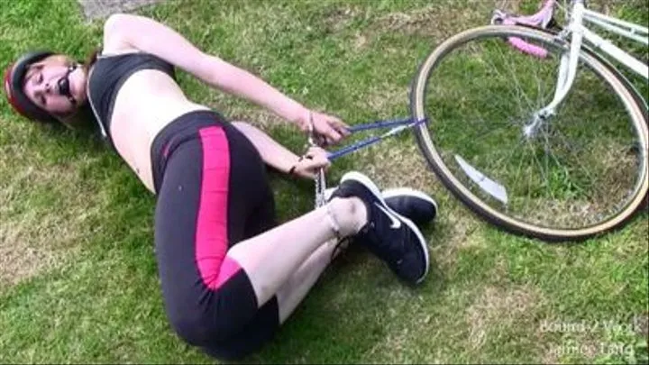 Jamiee Lang Hogcuffed to her Bicycle