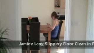 Jamiee Lang Slippery Floor Clean in Flip Flops