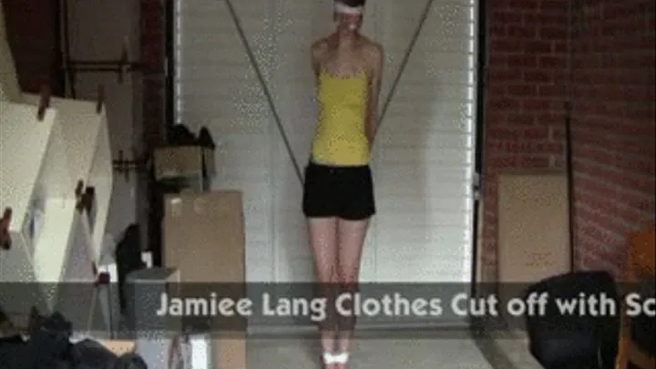 Jamiee Lang Clothes Cut off with Scissors