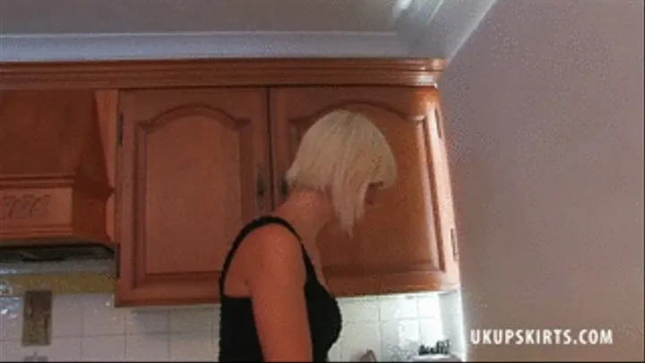 UKU Ruby Love is busy giving her kitchen a wipe down but that short dress is very short and with every movement, we get a view of her knickers - Mpeg