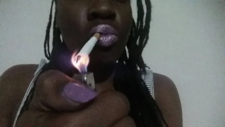 Smoking a newport long with hot pink lip gloss