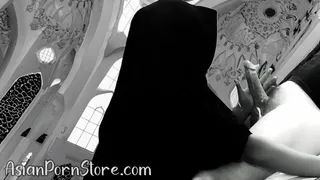 *Asian Porn Store* Asian teen 18+ oral cumshot wearing black hijab-version 2