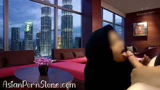 *Asian Porn Store* Asian teen oral cumshot wearing black hijab-version 4