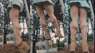 Barefeet Seated Front Facing Calves and Feet