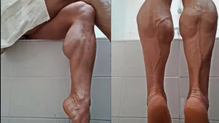Fresh Out Of The Shower Leg Crossing Calves Flex Barefeet