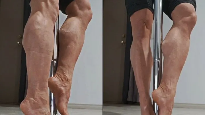 Pole Dancing Barefeet Calf Muscle Flex