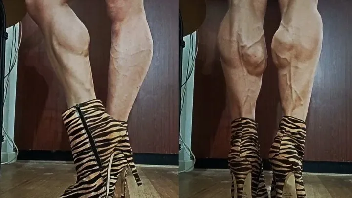 Tiger Boots Standing Muscle Worship Flex Boots