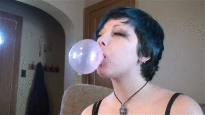 Blue Haired Bubble Gum Girl