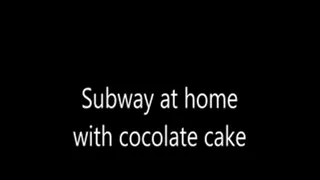 Large subway at home with chocolate cake