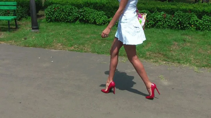 WALKING,SMOKING,CRUSHING IN RED HEELS