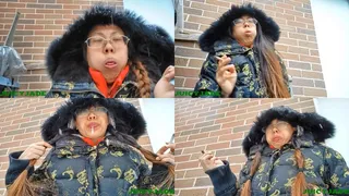 Asian Jasmine Jade Coughing and spitting compilation Non Nude taken from 6 different smoking clips- volume 16