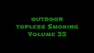 Petite Asian Goddess smokes topless outdoors volume 35