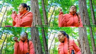 close up smoking with Asian Jasmine Jade outdoors volume 55 Non Nude