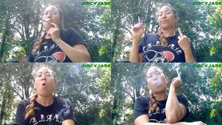 close up of Asian Jasmine Jade Smoking and Coughing outside volume 37 Non Nude