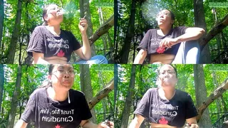 Sick Petite Asian Smoking, Coughing and spitting in the woods volume 17 Non Nude * *