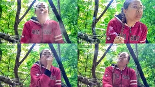 Fit Petite Asian Smoking spitting and Coughing in the woods while sick volume 22 Non Nude * *