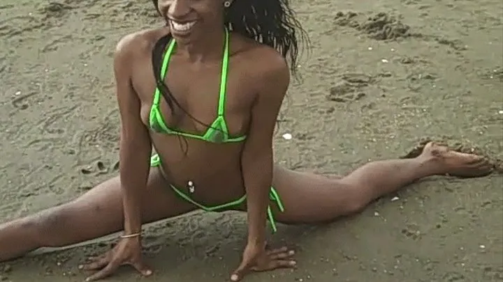 Saniya Does A Split In Public Wearing A Bikini That Doesn't Cover Her Pussy!