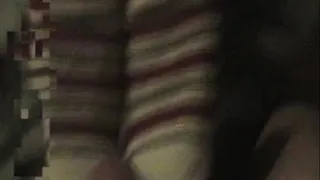 Footjob in white dirty socks